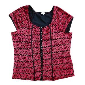 Avenue Y2k Red Black Lace Overlay Corset Close Top Size 3XL WhimsyGoth Fairy